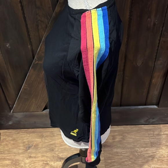 Kangol black long sleeve with rainbow striped sleeves - Picture 3 of 10